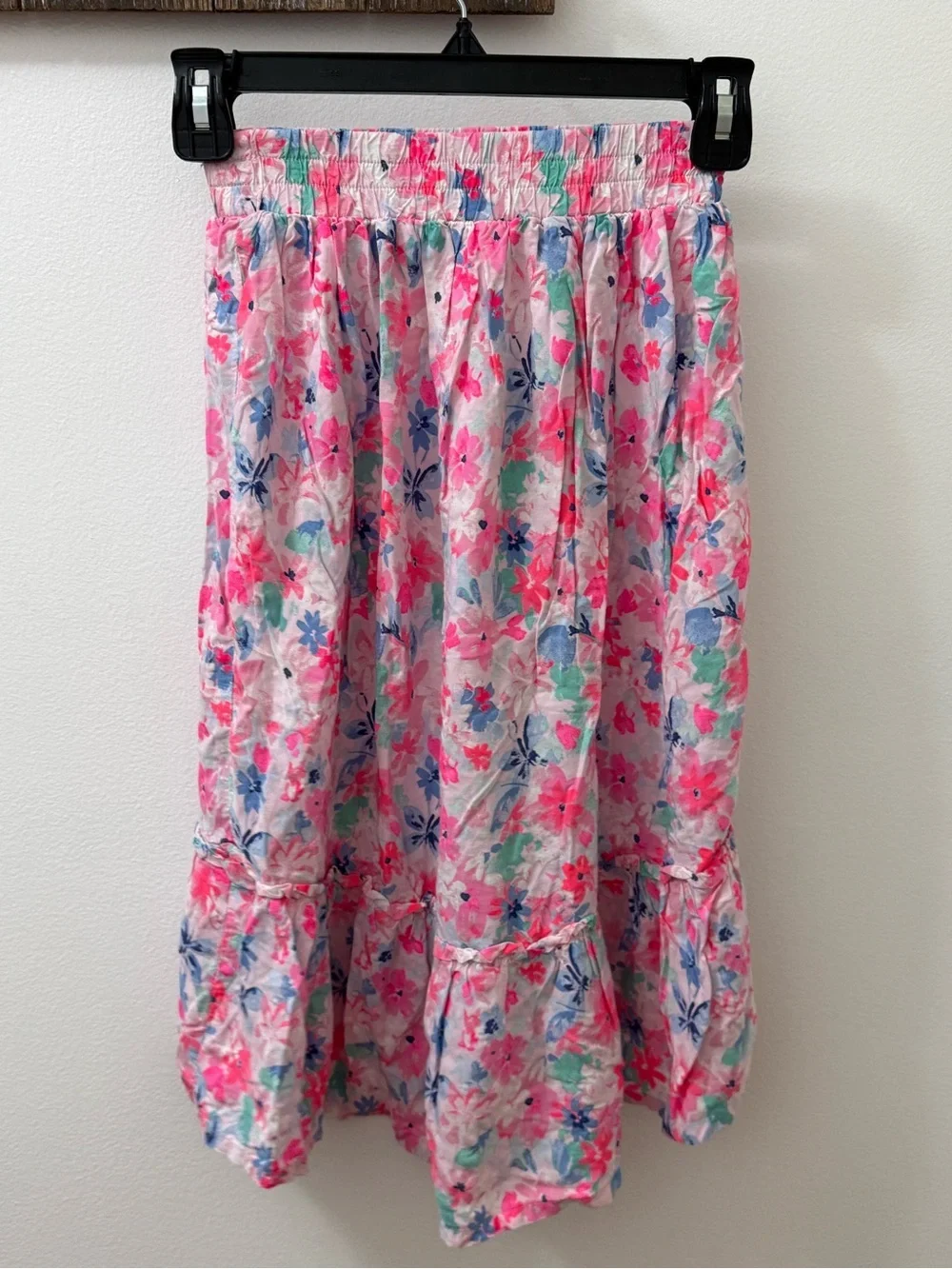 OshKosh B'gosh Pink Floral Smocked Maxi Skirt girls size 6